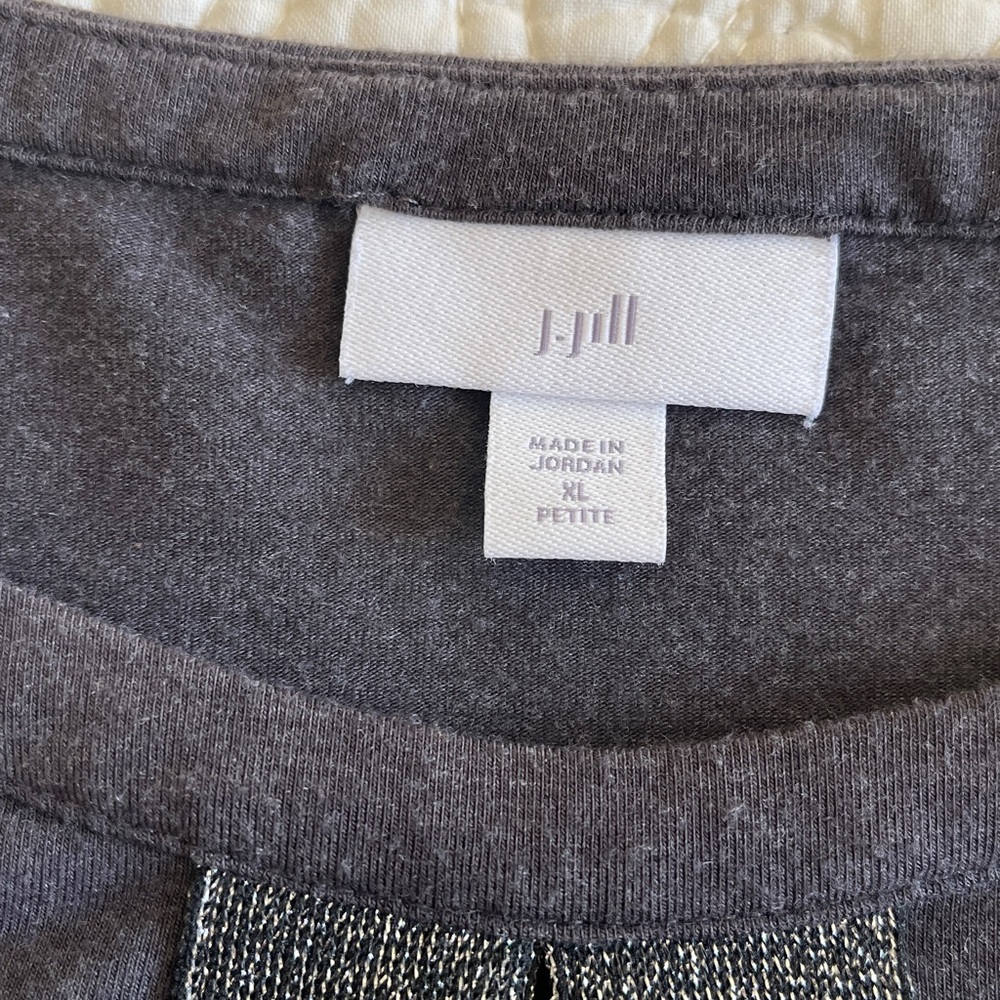 J. Jill Sparkle Keyhole Jersey Tunic Top Women’s XLP Gray Lightweight‎ Modern - Picture 3 of 15